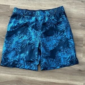 SPEEDO Palm Leaf Swim Trunk Board shorts Blue Shorts Men Size Medium